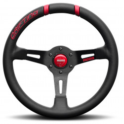3 ramenný športový volant MOMO DRIFTING, 330mm, koža, 88mm odsadenie, čierna/červená