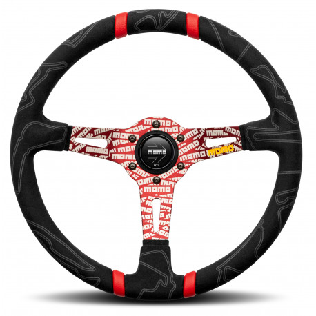 Volanty 3 ramenný športový volant MOMO ULTRA 350mm, alcantara,&nbsp;červený | race-shop.sk
