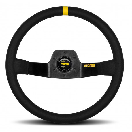 Volanty 2 ramenný športový volant MOMO MOD.02, 350mm, semiš, 87mm odsadenie, čierna/žltá | race-shop.sk