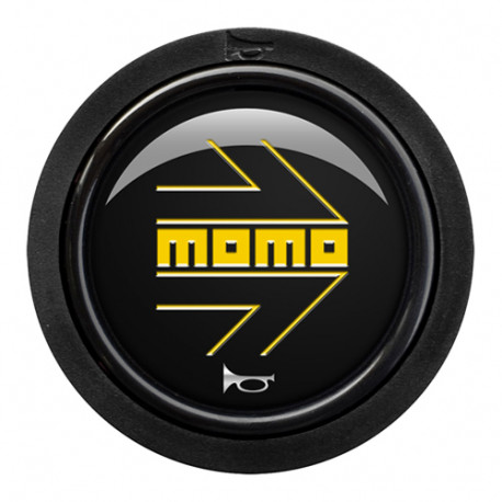 Univerzálne a odnímateľné náboje Tlačidlo klaksónu MOMO - lesklé čierno- žlté logo 2CCF | race-shop.sk