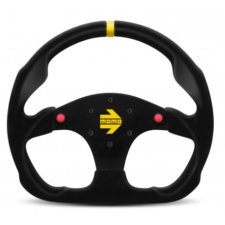 Volanty 3 ramenný športový volant MOMO MOD.30B, 320mm, semiš, 39mm odsadenie, čierna/červená/žltá | race-shop.sk