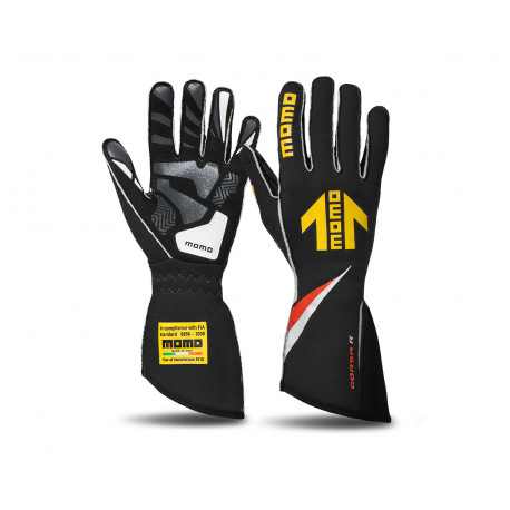Rukavice Závodné rukavice MOMO CORSA R s homologizáciou FIA (vonkajšie šitie) čierne | race-shop.sk