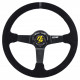 Akcie 3 ramenný športový volant RACES Giallo, 350mm, semiš, 90mm odsadenie, čierna/sivá | race-shop.sk