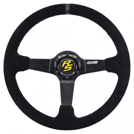 Akcie 3 ramenný športový volant RACES Giallo, 350mm, semiš, 90mm odsadenie, čierna/sivá | race-shop.sk