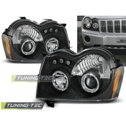 PREDNÉ SVETLÁ CHRYSLER JEEP GRAND CHEROKEE 05-08 ANGEL EYES ČIERNA
