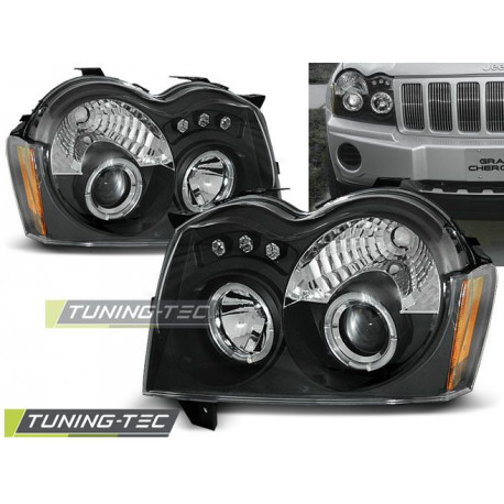 Osvetlenie PREDNÉ SVETLÁ CHRYSLER JEEP GRAND CHEROKEE 05-08 ANGEL EYES ČIERNA | race-shop.sk