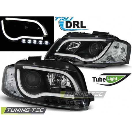 Osvetlenie PREDNÉ SVETLÁ TUBE LIGHT DRL ČIERNA pre AUDI A3 8P 05.03-03.08 | race-shop.sk