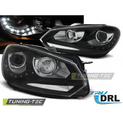 PREDNÉ SVETLÁ TRUE DRL ČIERNA pre VW GOLF 6 10.08-12