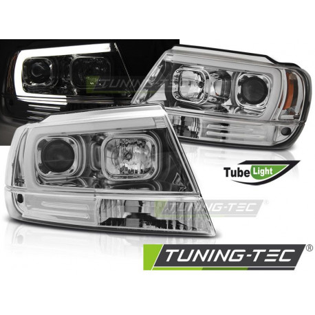 Osvetlenie PREDNÉ SVETLÁ CHRYSLER JEEP GRAND CHEROKEE 99-05.05 TUBE LIGHT CHROM | race-shop.sk