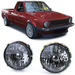 Predné svetlá čierne tmavé H4 (pár) pre VW Caddy I 82-92 + Jetta I 79-84