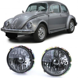 Predné svetlá čierne tmavé H4 (pár) pre VW Beetle + cabrio od 73