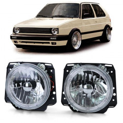 Číre predné svetlá Angel Eyes chrom pre VW Golf 2 83-91