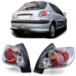 číre zadné svetlá chrom pre Peugeot 206 hatchback 3 + 5 dver 98-09