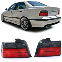 Čierno-červené zadné svetlá pre BMW 3 Series E36 Sedan 90-99