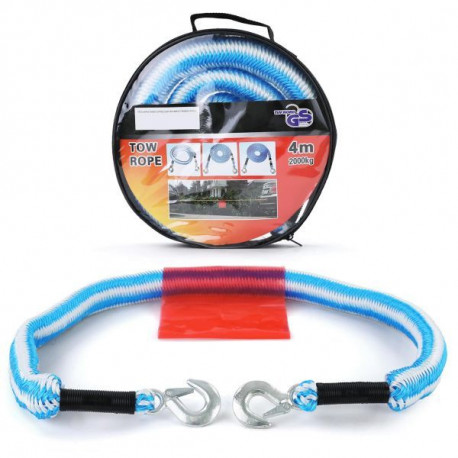 Ťažné oká a ťažné popruhy Elastické ťažné lano 4 metre 2000 kg 2T modré biela | race-shop.sk