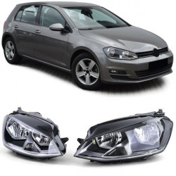 Predné svetlá H7 H15 s motorčekom čierna (set) pre VW Golf 7 od 12